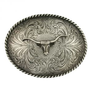 Montana Silversmiths Twisted Longhorn Classic Antiqued Attitude Belt Buckle (61021)